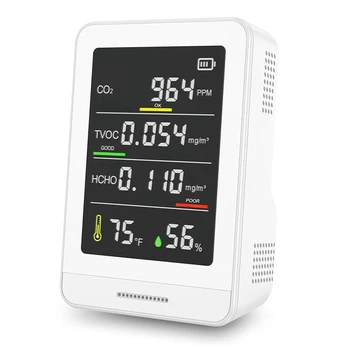 Монитор качества воздуха Тестер качества воздуха в помещении обнаруживает, CO2, температуру, TVOC и влажность, измеритель качества воздуха для домов многоразового использования