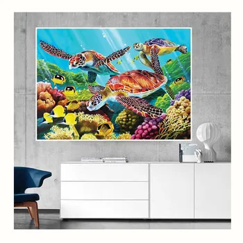 Морская плавающая черепаха Картина на холсте, красочные настенные картины, Плакаты с животными, Домашний декор, Украшение гостиной