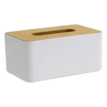  Настольная коробка для салфеток Современная крышка диспенсера для салфеток с бамбуковой крышкой Бумажный чехол для гостиной, спальни, ванной комнаты, кухни, шпильки