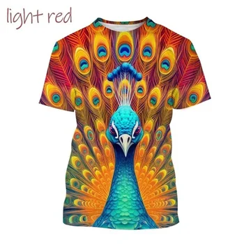 Новый Peacock 3D-печать Мужская и женская модная футболка Животный цвет Перо Веер Печать O Шея Короткие рукава Повседневные топы