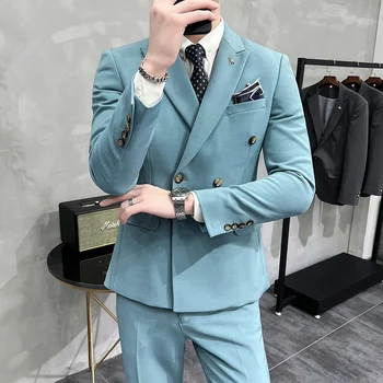 Новый мужской (костюм + жилет + брюки) высококачественный модный бизнес корейская версия тонкий красивый джентльмен вечеринка джентльмен набор из трех частей