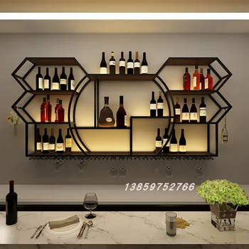  Отдельно стоящие винные стеллажи Органайзер Дисплей Черный дисплей Большой винный стеллаж Промышленная стена Коммерческая Ботеллеро Вино Украшение