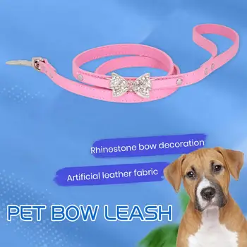  Поводок для домашних животных с вращающимся на 360 градусов крючком из сплава Горный хрусталь Bowknot, поводок для домашних животных с вращающимся крючком из сплава, искусственный для собаки для стильного
