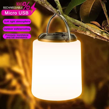 Портативный светодиодный фонарь для кемпинга USB Перезаряжаемая лампа для палатки с крючком Яркая ночь Мягкий свет Аварийная водонепроницаемая прикроватная детская лампа