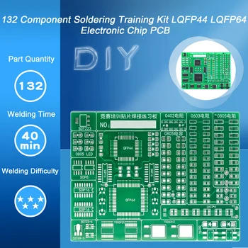 Продвинутая доска сварочной практики 132 Комплект для обучения сварке компонентов LQFP44 LQFP64 Нашивка для соревнований по печатным платам с электронным чипом