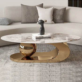 Простой журнальный столик современного дизайна Металлический эстетический минималистичный мраморный маленький журнальный столик Итальянская роскошная вспомогательная мебель Mesa