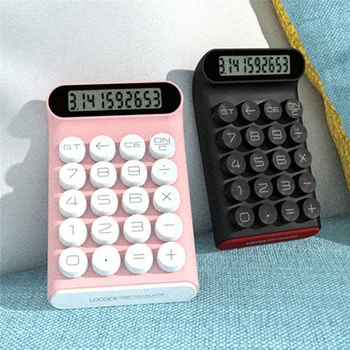 Ретро Калькулятор Механическая клавиатура Портативный компьютер 10-значный ЖК-дисплей Финансовый офис Модный калькулятор-Черный