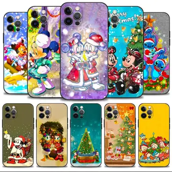 Рождественский семейный чехол для телефона Disney Mickey Minnie для Apple iPhone 15 11 14 13 12 Pro Max 13 12 Mini XR X XS 7 8 Cover Fundas