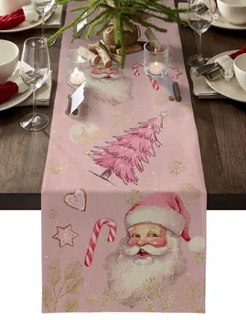 Рождество Санта-Клаус Конфеты Снежинка Бегуны для стола Свадебный обеденный стол Чехол Ткань Салфетка Салфетка Домашний кухонный декор