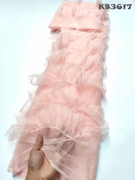 Роскошная африканская ткань 5 ярдов органза французское кружево белая кружевная ткань высокое качество 2023 розовое платье для вечеринки кружевной материал для шитья