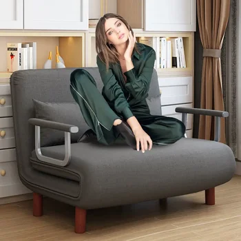 Роскошный серый простой складной диван-кровать Квартира Маленькая семья Простое кресло с откидной спинкой Одноместный складной диван-кровать 2023 Дропшоппинг