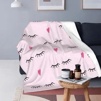Симпатичное плюшевое одеяло с закрытыми глазами Мультяшная красота ресниц Забавное одеяло для домашнего гостиничного дивана 125 * 100 см