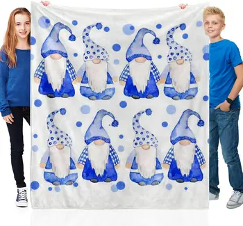 Синие гномы Рождественское одеяло Мягкое флисовое одеяло для дивана Диван Рождественские украшения Одеяла Праздник для женщин Дети Мужчины