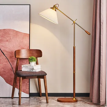 Скандинавский торшер из массива дерева, прикроватная лампа, гостиная, спальня, современный, минималистичный, ретро, креативный, вертикальный декор