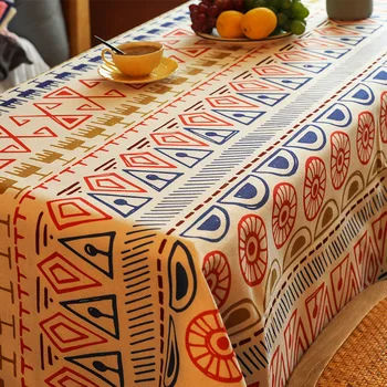 скатерть, узор богемной культуры красочное произведение искусства в ярком народном стиле, прямоугольная крышка стола для кухни столовой