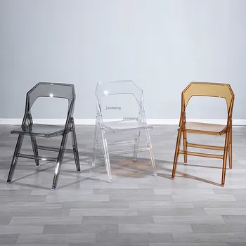 Современные прозрачные пластиковые обеденные стулья Скандинавский акриловый хрустальный стул со спинкой Домашний обеденный стул для отдыха Кухонная мебель