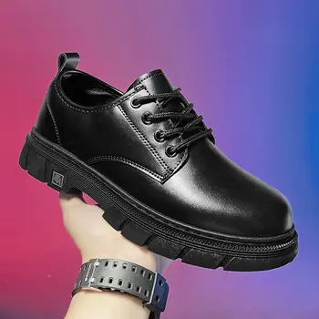 Стилист Кожаная обувь Мужская осень 2023 Новая мужская деловая одежда с одной педалью Ретро Британская повседневная модная обувь