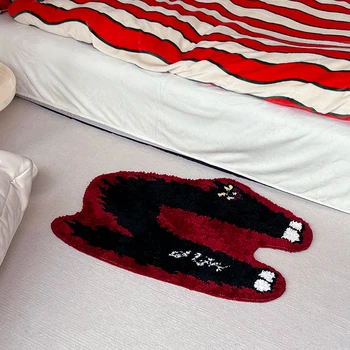 тафтинговый коврик для черной кошки коврик для ванной мягкий пушистый мультяшный коврик для гостиной коврик для спальни пол противоскользящая прокладка забавная домашняя комната аккуратный декор