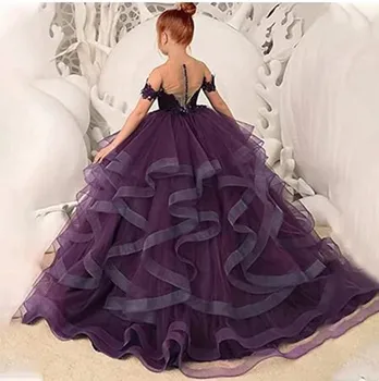  фиолетовый цветок девушки платья для свадьбы кружева тюль пухлый малыш конкурс красоты бальное платье день рождения первое причастие одежда