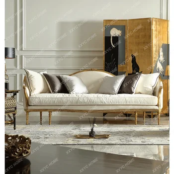 французский стиль из массива дерева ткань крафт диван комбинация дворцовый стиль мебель в европейском стиле классическая роскошная настройка