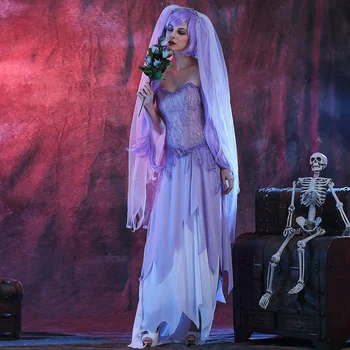 Хэллоуин Косплей Кровавые мертвецы Зомби Невеста Ужасы Маскарадный костюм