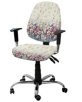 Цветы Растения Градиент Эластичное кресло Крышка компьютерного кресла Натяжной съемный чехол для офисного стула Раздельные чехлы для сидений