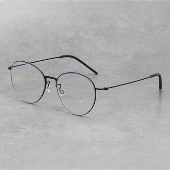 Чистый титан безвинтовая ретро круглая оправа для очков для мужчин и женщин бренд дизайн очки сверхлегкие ультратонкие оптические очки