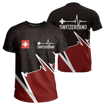 Швейцарский национальный герб Флаг 3D-печать Летняя детская футболка Повседневная футболка с круглым вырезом Оверсайз пуловер Мода Детская одежда