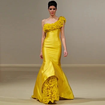 Элегантные желтые выпускные платья русалки с оборками на одно плечо vestidos para mujer elegantes y bonitos свадебное платье 2024
