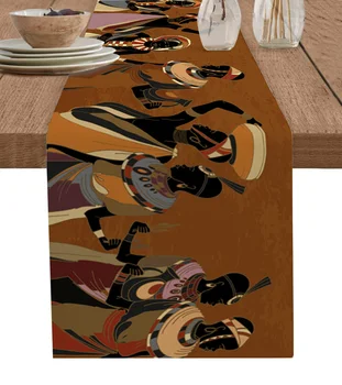 Этнический стиль Африканские женщины Черный народный костюм Настольный бегун Украшение Домашний декор Украшение обеденного стола Декор стола
