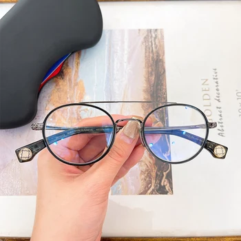 Японский стиль Качественная ацетатная круглая оправа для очков для мужчин и женщин Оптическая близорукость Дизайнерские очки ручной работы Линзы по рецепту